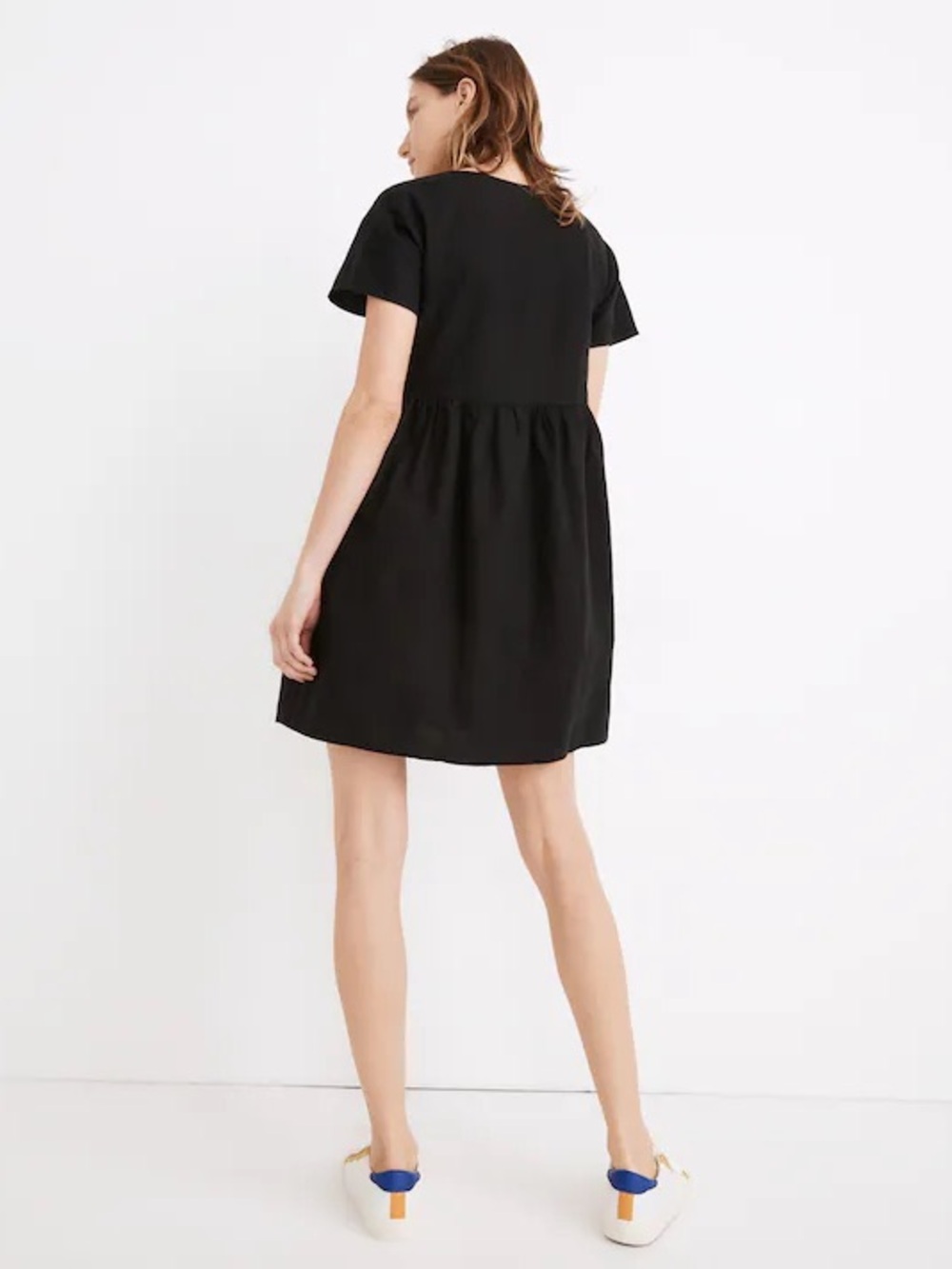 Madewell | Black Linen Blend Alexandra Button Front Dress w/ Pockets - Size S - Picture 3 of 7